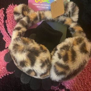 Leopard Print Faux Fur Earmuffs Kids/. Women